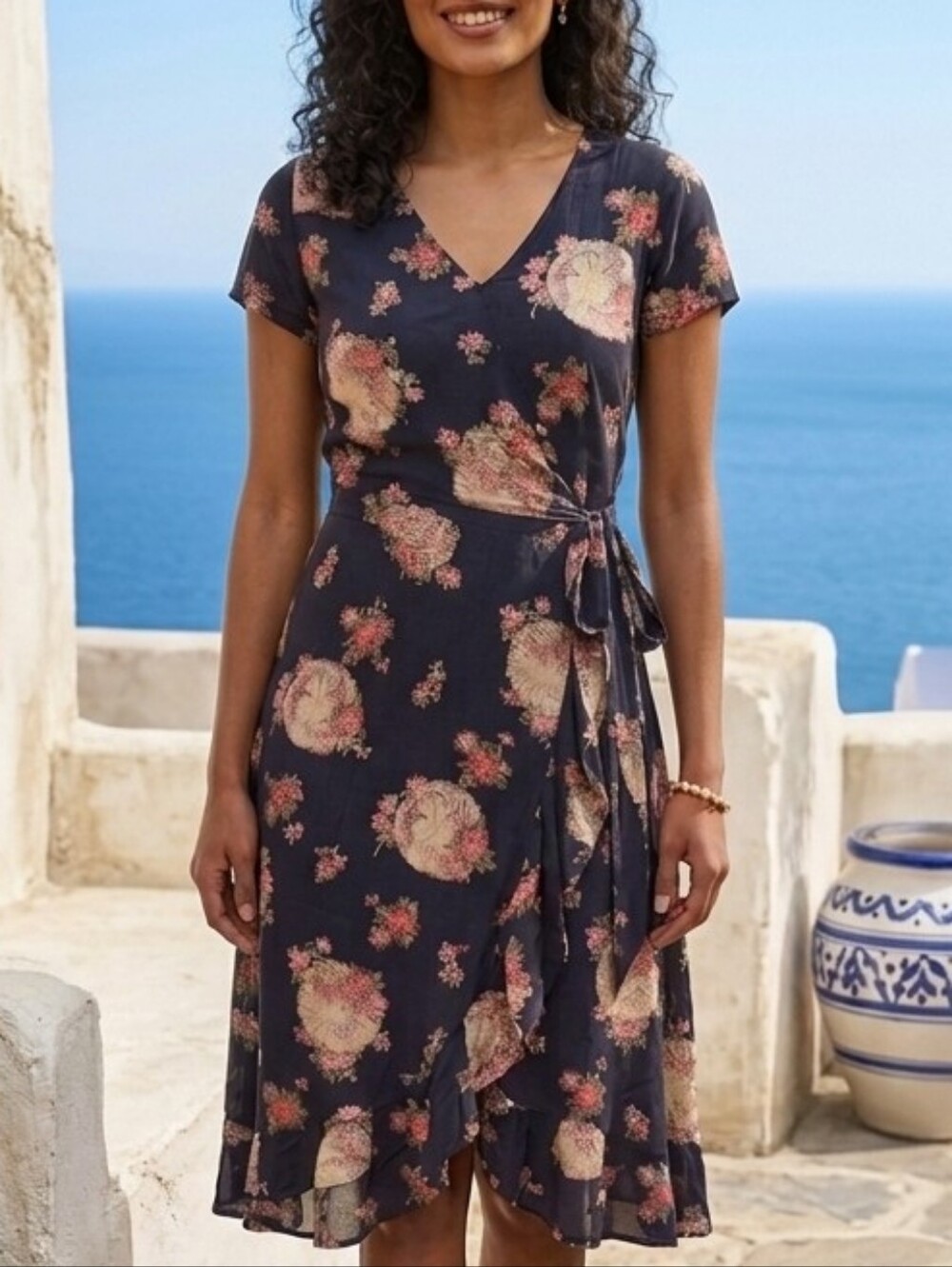 Loco Lindo Japanese Korean Chinese Asian Inspired Silk Wrap Dress